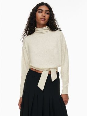 Aritzia Wilfred Lorin Wool Blend Tie Waist Sweater Oat Size Small